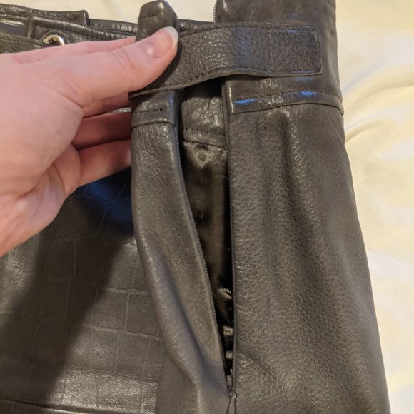 Bagatelle Gray Leather Crocodile Skirt - Picture 7 of 8